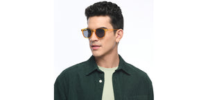 Yellow Transparent Round Full Rim Unisex Sunglasses by OJOS-210203