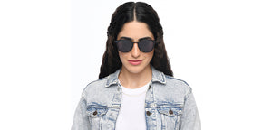 Black Round Full Rim Unisex Sunglasses by OJOS-210204