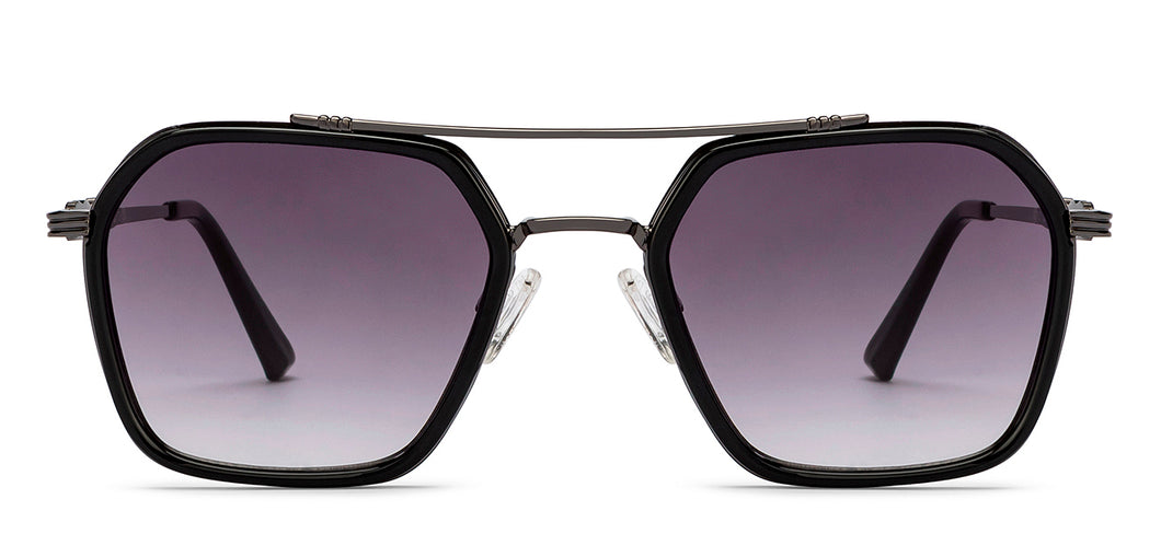 Black Geometric Full Rim Unisex Sunglasses by OJOS-210220