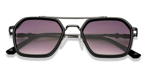 Black Geometric Full Rim Unisex Sunglasses by OJOS-210220