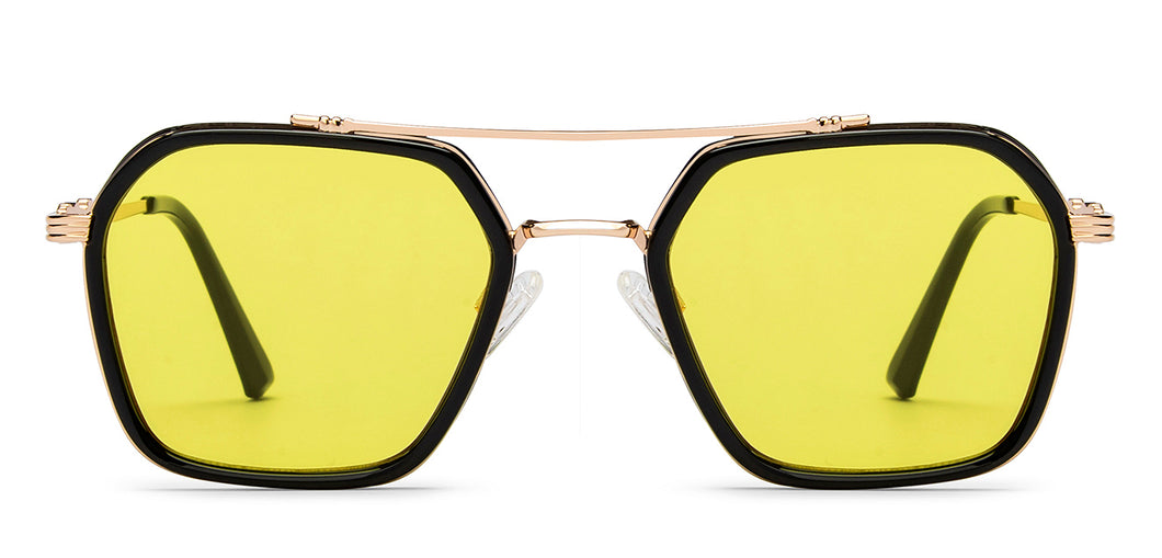 Black Geometric Full Rim Unisex Sunglasses by OJOS-210222