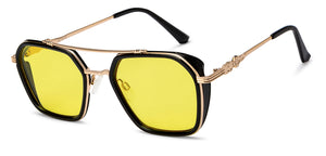 Black Geometric Full Rim Unisex Sunglasses by OJOS-210222