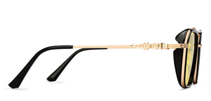 Black Geometric Full Rim Unisex Sunglasses by OJOS-210222
