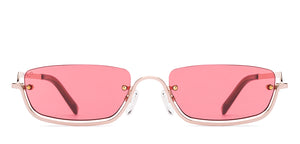 Gold Rectangle Half Rim Women Sunglasses by Lenskart-220677