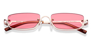 Gold Rectangle Half Rim Women Sunglasses by Lenskart-220677