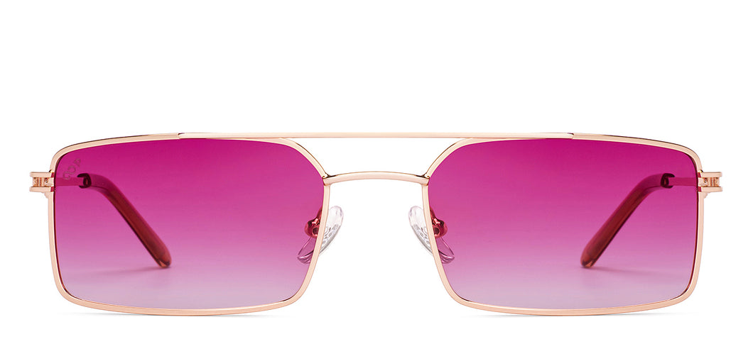 Gold Rectangle Full Rim Women Sunglasses by Vincent Chase Polarized-225651