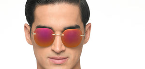 Gold Round Rimless Women Sunglasses by Vincent Chase-213250