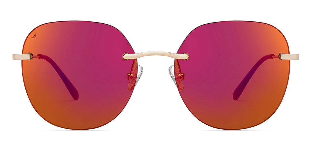 Gold Round Rimless Women Sunglasses by Vincent Chase-213250
