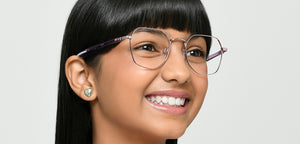 Purple Geometric Full Rim Kids Eyeglasses by Hooper-223270