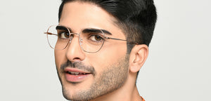 Rose Gold Geometric Full Rim Unisex Eyeglasses by Vincent Chase-222622