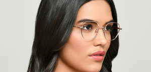 Rose Gold Geometric Full Rim Unisex Eyeglasses by Vincent Chase-222622