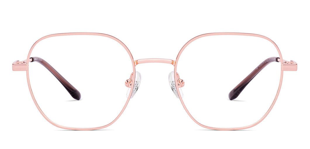 Rose Gold Geometric Full Rim Unisex Eyeglasses by Vincent Chase-222622