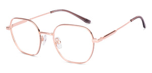 Rose Gold Geometric Full Rim Unisex Eyeglasses by Vincent Chase-222622