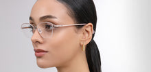 Load image into Gallery viewer, Gold Cat Eye Half Rim Women Eyeglasses by John Jacobs-225390