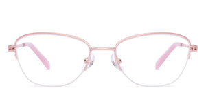 Gold Cat Eye Half Rim Women Eyeglasses by John Jacobs-225390