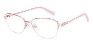 Gold Cat Eye Half Rim Women Eyeglasses by John Jacobs-225390
