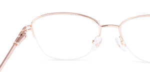 Gold Cat Eye Half Rim Women Eyeglasses by John Jacobs-225390