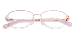 Gold Cat Eye Half Rim Women Eyeglasses by John Jacobs-225390