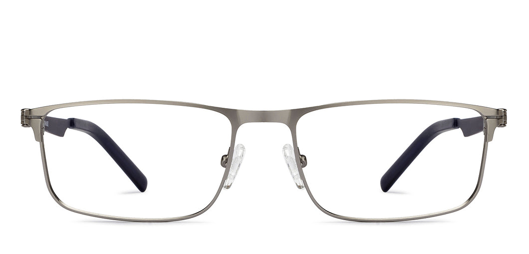 Gunmetal Rectangle Full Rim Unisex Eyeglasses by Vincent Chase-212868
