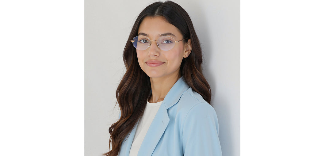 Rose Gold Oval Rimless Women Eyeglasses by Lenskart-232202