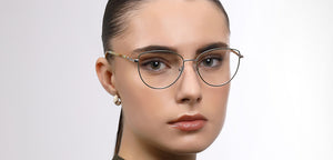 Shiny Gold Cat Eye Full Rim Women Eyeglasses by John Jacobs-223237