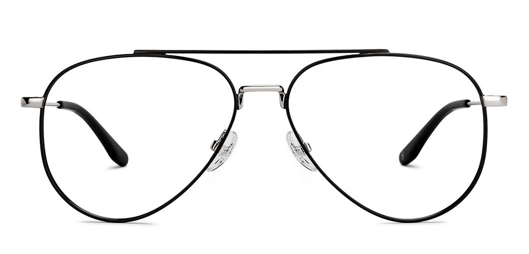 Black Aviator Full Rim Unisex Eyeglasses by John Jacobs-206786
