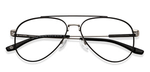 Black Aviator Full Rim Unisex Eyeglasses by John Jacobs-206786