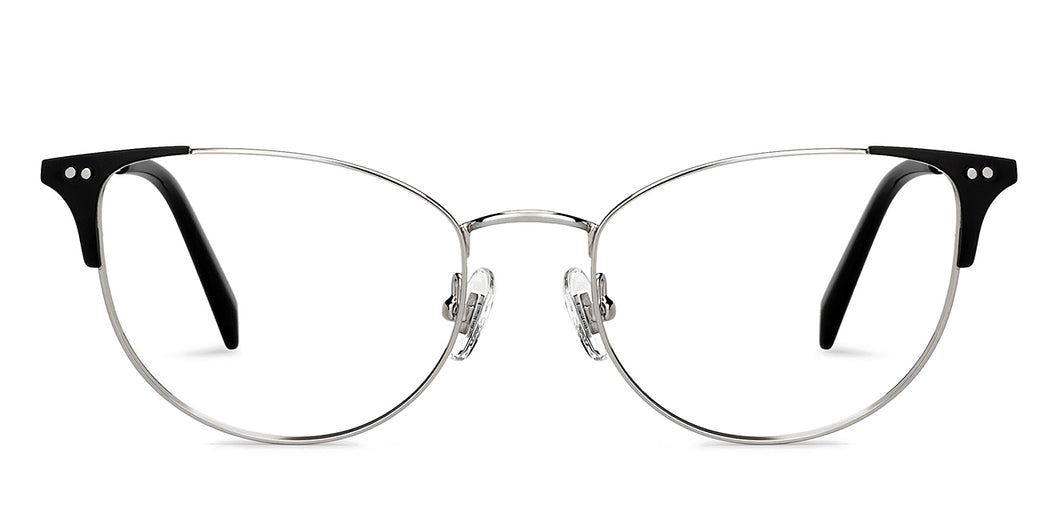 Silver Cat Eye Full Rim Women Eyeglasses by John Jacobs-201408