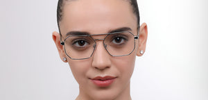 Silver Geometric Full Rim Unisex Eyeglasses by John Jacobs-223236