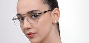 Silver Geometric Full Rim Unisex Eyeglasses by John Jacobs-223236