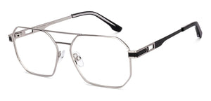 Silver Geometric Full Rim Unisex Eyeglasses by John Jacobs-223236