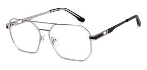 Silver Geometric Full Rim Unisex Eyeglasses by John Jacobs-223236