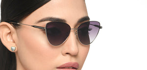 Silver Cat Eye Full Rim Women Sunglasses by Vincent Chase Polarized-210006