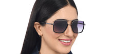 Load image into Gallery viewer, Silver Geometric Full Rim Unisex Sunglasses by Vincent Chase Polarized-209334