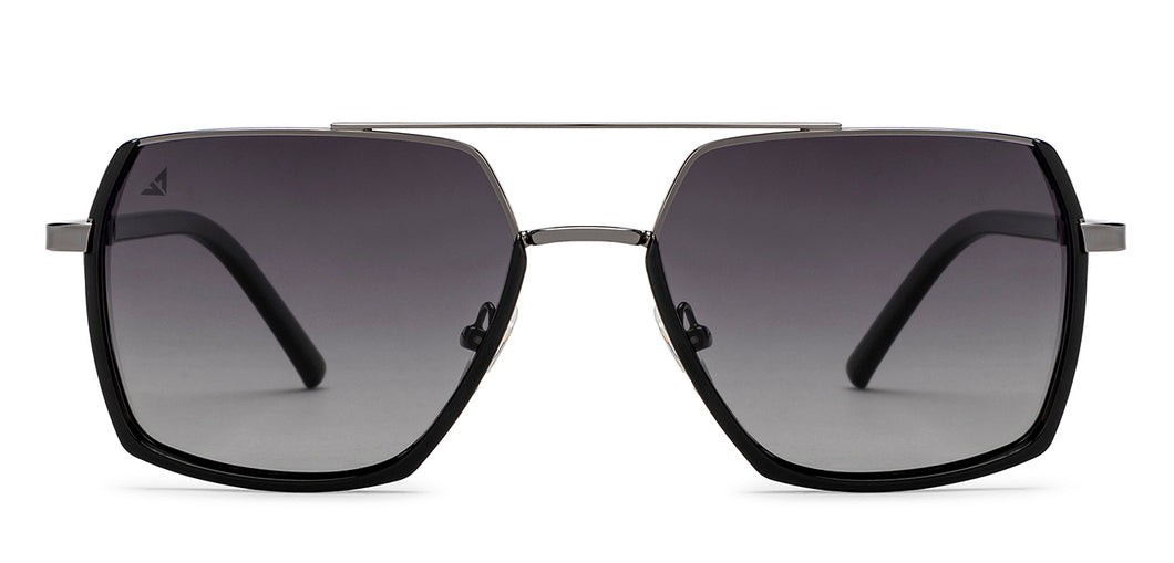 Silver Geometric Full Rim Unisex Sunglasses by Vincent Chase Polarized-209334
