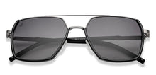 Load image into Gallery viewer, Silver Geometric Full Rim Unisex Sunglasses by Vincent Chase Polarized-209334