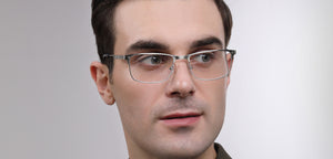 Silver Rectangle Full Rim Unisex Eyeglasses by John Jacobs-223224