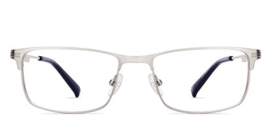 Silver Rectangle Full Rim Unisex Eyeglasses by John Jacobs-223224