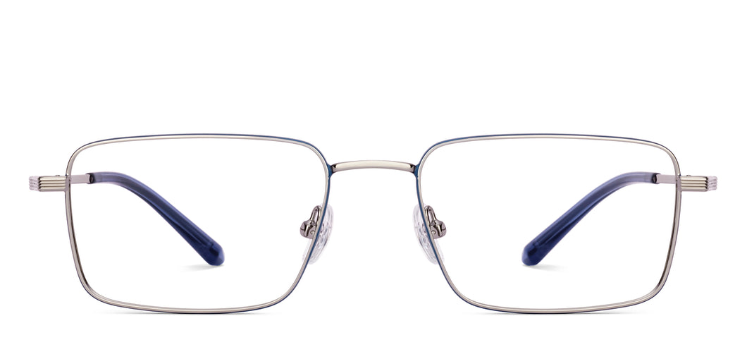 Silver Rectangle Full Rim Unisex Eyeglasses by Vincent Chase-222625