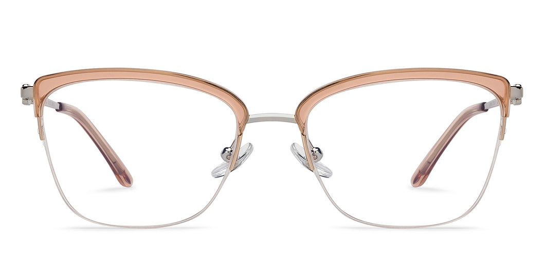 Silver Cat Eye Half Rim Women Eyeglasses by John Jacobs-205908