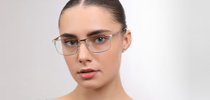 Silver Rectangle Full Rim Unisex Eyeglasses by John Jacobs-223222