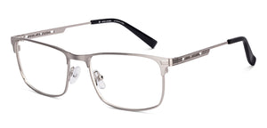 Silver Rectangle Full Rim Unisex Eyeglasses by John Jacobs-223222