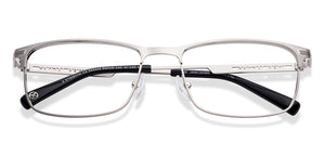 Silver Rectangle Full Rim Unisex Eyeglasses by John Jacobs-223222