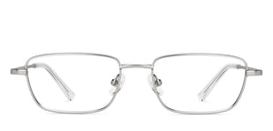 Silver Rectangle Full Rim Unisex Eyeglasses by Lenskart Air Online-222453