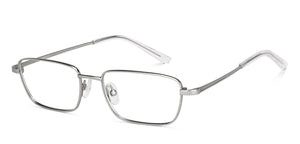 Silver Rectangle Full Rim Unisex Eyeglasses by Lenskart Air Online-222453