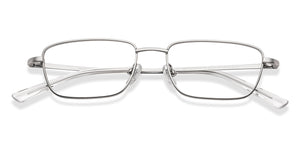 Silver Rectangle Full Rim Unisex Eyeglasses by Lenskart Air Online-222453