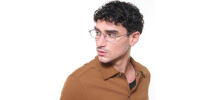 Silver Rectangle Full Rim Unisex Eyeglasses by Lenskart Air Online-222453