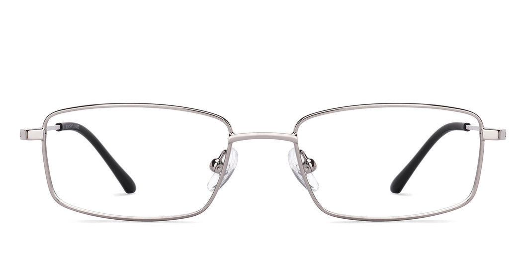 Silver Rectangle Full Rim Unisex Eyeglasses by Vincent Chase-219544