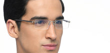 Load image into Gallery viewer, Silver Rectangle Rimless Unisex Eyeglasses by John Jacobs-212108
