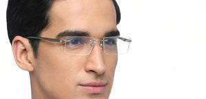 Silver Rectangle Rimless Unisex Eyeglasses by John Jacobs-212108